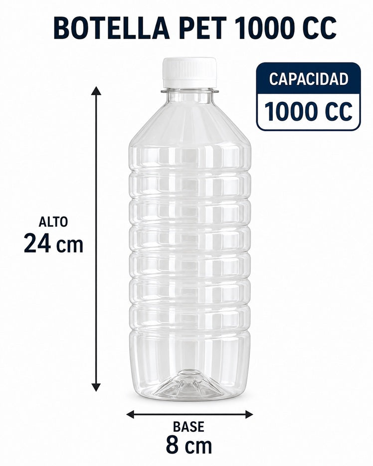 Botellas Pet Transparentes 1000cc Con Tapa